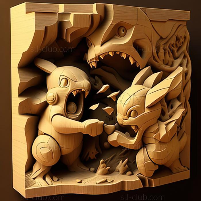 3D model A Gruff Act to Follow Zugaidos VS Pikachu (STL)